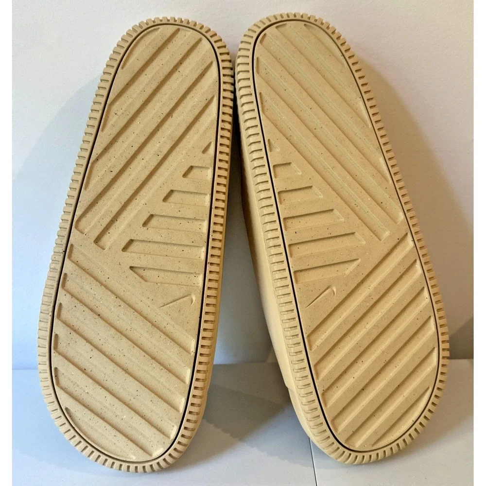 Nike Size M13/W14 Calm Slide Slip-On Sandals Sesame Logo Rubber Upper